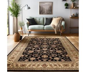 SIMPEX Tapis à Poils Ras, Conception Orientale, Tapis Noir, 240 x 340 cm, Tapis de Style Oriental, Tapis Salon