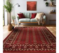 SIMPEX Tapis à Poils Ras, Conception Orientale, Tapis Rouge, 200 x 290 cm, Tapis de Style Oriental, Tapis Salon