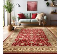 SIMPEX Tapis à Poils Ras, Conception Orientale, Tapis Rouge, 300 x 400 cm, Tapis de Style Oriental, Tapis Salon