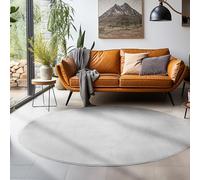 SIMPEX Tapis à Poils Ras, Unicolor - Monochrome, Tapis Couleur Argent, 160 cm Rond, Style Moderne, Salon