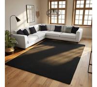 SIMPEX Tapis à Poils Ras, Unicolor - Monochrome, Tapis Noir, 80 x 250 cm, Style Moderne, Salon