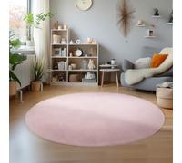 SIMPEX Tapis à Poils Ras, Unicolor - Monochrome, Tapis Rose, 200 cm Rond, Style Moderne, Salon