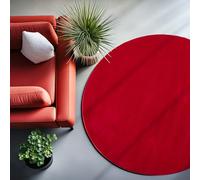 SIMPEX Tapis à Poils Ras, Unicolor - Monochrome, Tapis Rouge, 120 cm Rond, Style Moderne, Salon