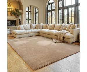 SIMPEX Tapis Beige 160x220 cm Tapis à Poils Courts Lavable, Antidérapant et Doux, Design Monochrome Moderne pour Salon, Chambre, Cuisine et Chambre d'enfant