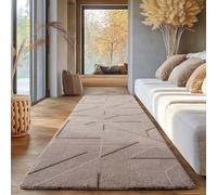 SIMPEX Tapis bohème avec design géométrique, couleur unie beige, 80 x 150 cm, tapis décoratif, lavable avec effet 3D pour salon et chambre à coucher