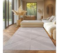 SIMPEX Tapis bohème avec design géométrique, couleur unie crème, 140 x 200 cm, tapis décoratif, lavable, avec effet 3D pour salon et chambre à coucher