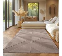 SIMPEX Tapis Boho Géométrique Beige 120x170 cm, Doux et Facile d'entretien, Lavable avec Effet 3D pour Salon et Chambre à Coucher