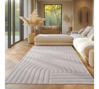 SIMPEX Tapis Boho scandinave Crème uni 240x340 cm, Tapis décoratif, Doux & Facile d'entretien, Effet 3D, Tapis pour Le Salon et la Chambre à Coucher, Tapis Lavable Grande Taille