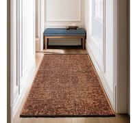SIMPEX Tapis Couloir Coton Terracotta 80x150 cm Lavable Style Boho Vintage Kilim Poils Courts Antidérapant Doux Uni Mélangé pour Cuisine Chambre Entrée