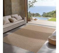SIMPEX Tapis d Extérieur Beige 280x370 cm, Résistant aux Intempéries et aux UV, Idéal pour la Cuisine, Le Balcon, la Terrasse, Le Salon et la Salle à Manger, Design à Carreaux Style bohème