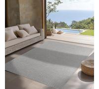 SIMPEX Tapis d Extérieur Gris 200x290 cm, Résistant aux Intempéries et aux UV, Idéal pour la Cuisine, Le Balcon, la Terrasse, Le Salon et la Salle à Manger, Design Uni Style Bohème.