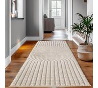 SIMPEX Tapis de couloir - 80 x 250 cm - Crème - Design bohème - Effet très profond - Doux et moelleux - Facile d'entretien - Pour couloir