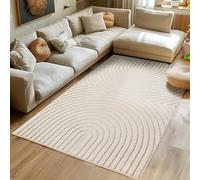 SIMPEX Tapis de Salon 140x200 cm Crème à Poils Longs Design Scandi Boho Effet Relief Shaggy Doux Moelleux Robuste Facile à Nettoyer Moderne pour Chambre à Coucher