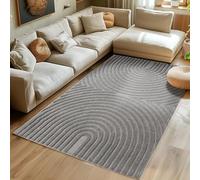 SIMPEX Tapis de salon, 200 x 290 cm, gris, à poils longs, style Skandi bohème, effet très profond, doux, moelleux, facile d'entretien