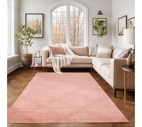 SIMPEX Tapis de salon, chambre à coucher, couloir, salle à manger, cuisine, couleur unie, design moderne, hauteur des poils : 11 mm, moelleux, doux, rose, 200 x 290 cm