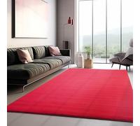 SIMPEX Tapis de salon, chambre à coucher, salle à manger, couloir, moelleux, lavable, antidérapant, doux, à poils courts, rouge, 200 x 290 cm
