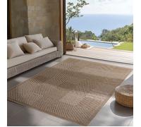 SIMPEX Tapis d Extérieur Beige 120x170 cm, Résistant aux Intempéries et aux UV, Idéal pour la Cuisine, Le Balcon, la Terrasse, Le Salon et la Salle à Manger, Design Uni Style Bohème.