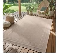SIMPEX Tapis d'extérieur Beige 140x200 cm, résistant aux intempéries et aux UV, idéal pour la Cuisine, Le Balcon, la terrasse, Ainsi Que Le Salon et la Salle à Manger, Design uni avec Bordure