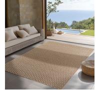 SIMPEX Tapis dExtérieur Beige 160x230 cm, Idéal pour la Cuisine, le Balcon, la Terrasse, le Salon Design à carreaux style bohème