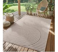 SIMPEX Tapis d'extérieur Beige 240x340 cm, résistant aux intempéries et aux UV, idéal pour la Cuisine, Le Balcon, la terrasse, Ainsi Que Le Salon et la Salle à Manger, Design bohème scandinave