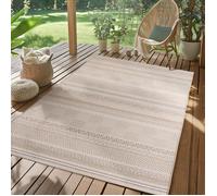SIMPEX Tapis d'extérieur Beige 280x370 cm, résistant aux intempéries et aux UV, idéal pour la Cuisine, Le Balcon, la terrasse, Ainsi Que Le Salon et la Salle à Manger, Design bohème scandinave