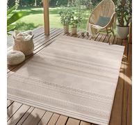 SIMPEX Tapis d'extérieur Beige 280x370 cm, résistant aux intempéries et aux UV, idéal pour la Cuisine, Le Balcon, la terrasse, Ainsi Que Le Salon et la Salle à Manger, Design bohème scandinave