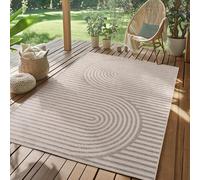 SIMPEX Tapis d'extérieur Beige 280x370 cm, résistant aux intempéries et aux UV, idéal pour la Cuisine, Le Balcon, la terrasse, Ainsi Que Le Salon et la Salle à Manger, Design bohème scandinave