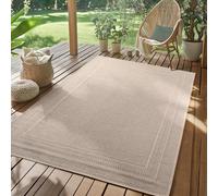 SIMPEX Tapis Extérieur Beige 280x370 cm Résistant aux Intempéries UV Facile d'entretien Uni avec Bordure pour Cuisine Balcon Terrasse Jardin Salon