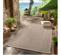 SIMPEX Tapis d'extérieur Beige 80x250 cm, résistant aux intempéries et aux UV, idéal pour la Cuisine, Le Balcon, la terrasse, Design uni avec Bordure
