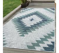 SIMPEX Tapis d'extérieur, Conception géométrique, Tapis Bleu, 140 x 200 cm, Tapis de Style bohème, Cuisine, Balcon, terrasse, Jardin, Pique-Nique