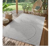 SIMPEX Tapis d'extérieur Gris 160x230 cm, résistant aux intempéries et aux UV, idéal pour la Cuisine, Le Balcon, la terrasse, Ainsi Que Le Salon et la Salle à Manger, Design bohème scandinave