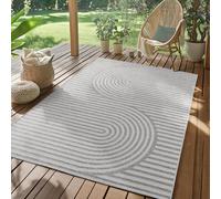 SIMPEX Tapis d'extérieur Gris 160x230 cm, résistant aux intempéries et aux UV, idéal pour la Cuisine, Le Balcon, la terrasse, Ainsi Que Le Salon et la Salle à Manger, Design bohème scandinave