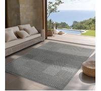SIMPEX Tapis d Extérieur Gris 200x290 cm, Résistant aux Intempéries et aux UV, Idéal pour la Cuisine, Le Balcon, la Terrasse, Le Salon et la Salle à Manger, Design Uni Style Bohème.