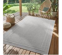 SIMPEX Tapis d'extérieur Gris 240x340 cm, résistant aux intempéries et aux UV, idéal pour la Cuisine, Le Balcon, la terrasse, Ainsi Que Le Salon et la Salle à Manger, Design uni avec Bordure