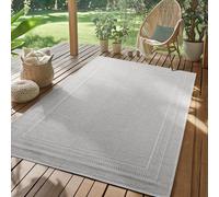 SIMPEX Tapis d'extérieur Gris 240x340 cm, résistant aux intempéries et aux UV, idéal pour la Cuisine, Le Balcon, la terrasse, Ainsi Que Le Salon et la Salle à Manger, Design uni avec Bordure