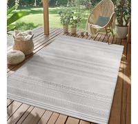 SIMPEX Tapis d'extérieur Gris 240x340 cm, résistant aux intempéries et aux UV, idéal pour la Cuisine, Le Balcon, la terrasse, Ainsi Que Le Salon et la Salle à Manger, Design bohème scandinave