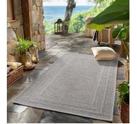 SIMPEX Tapis d'extérieur Gris 80x150 cm, résistant aux intempéries et aux UV, idéal pour la Cuisine, Le Balcon, la terrasse, Design uni avec Bordure