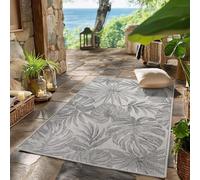 SIMPEX Tapis d'extérieur Gris 80x250 cm, résistant aux intempéries et aux UV, idéal pour la Cuisine, Le Balcon, la terrasse, Design de Feuilles de Palmier