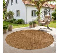 SIMPEX Tapis d'extérieur marron, rond, 200 cm, pour balcon, terrasse, jardin, résistant aux intempéries, aux UV, taille XL, uni, tissage plat, facile d'entretien, robuste, moderne