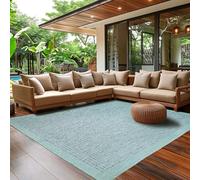 SIMPEX Tapis d'Extérieur pour Terrasse, Balcon et Jardin, Tapis de Cuisine Uni, Design Résistant aux Intempéries, Tissage Plat Effet Sisal, Tapis Lavable 200 x 290 cm, Bleu