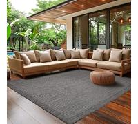 SIMPEX Tapis d'Extérieur pour Terrasse, Balcon et Jardin, Tapis de Cuisine Uni, Design Résistant aux Intempéries, Tissage Plat Effet Sisal, Tapis Lavable 140 x 200 cm, Noir