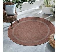 SIMPEX Tapis d'extérieur, Unicolor - Monochrome, Tapis Rouge, 120 cm Rond, Tapis de Style Moderne, Cuisine, Balcon, terrasse, Jardin, Pique-Nique