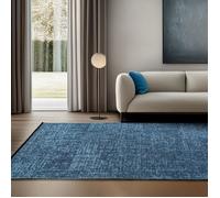 SIMPEX Tapis en Coton Chenille Bleu 120x170 cm Lavable, Style Boho, Vintage Kelim, Pour Salon, Chambre, Bureau & Cuisine