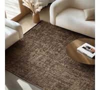 SIMPEX Tapis en Coton Chenille Brun 200x290 cm Lavable, Style Boho, Poils Courts Vintage Kelim, Antidérapant et Doux, Mélange Monochrome, pour Salon, Chambre, Bureau & Cuisine