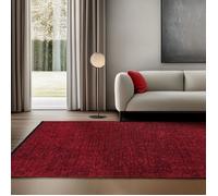 SIMPEX Tapis en Coton Chenille Rouge 120x170 cm Lavable, Style Boho, Poils Courts Vintage Kelim, Antidérapant et Doux, Mélange Monochrome, pour Salon, Chambre, Bureau & Cuisine