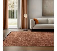 SIMPEX Tapis Coton Terracotta 120x170 cm Lavable Style Boho Vintage Kilim Poils Courts Antidérapant Doux Uni Mélangé pour Salon Chambre Bureau Cuisine