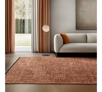 SIMPEX Tapis en Coton Chenille Terre Cuite 140x200 cm Lavable, Style Boho, Poils Courts Vintage Kelim, Antidérapant et Doux, Mélange Monochrome, pour Salon, Chambre, Bureau & Cuisine
