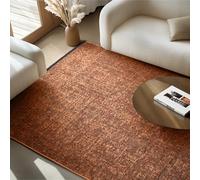 SIMPEX Tapis en Coton Chenille Terre Cuite 200x290 cm Lavable, Style Boho, Poils Courts Vintage Kelim, Antidérapant et Doux, Mélange Monochrome, pour Salon, Chambre, Bureau & Cuisine