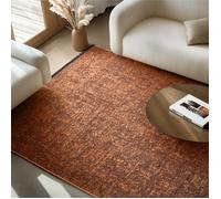 SIMPEX Tapis en Coton Chenille Terre Cuite 200x290 cm Lavable, Style Boho, Poils Courts Vintage Kelim, Antidérapant et Doux, Mélange Monochrome, pour Salon, Chambre, Bureau & Cuisine