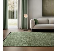 SIMPEX Tapis en Coton Chenille Vert 120x170 cm Lavable, Style Boho, Poils Courts Vintage Kelim, Antidérapant et Doux, Mélange Monochrome, pour Salon, Chambre, Bureau & Cuisine